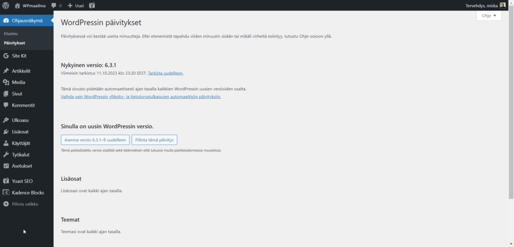 WordPress päivitykset