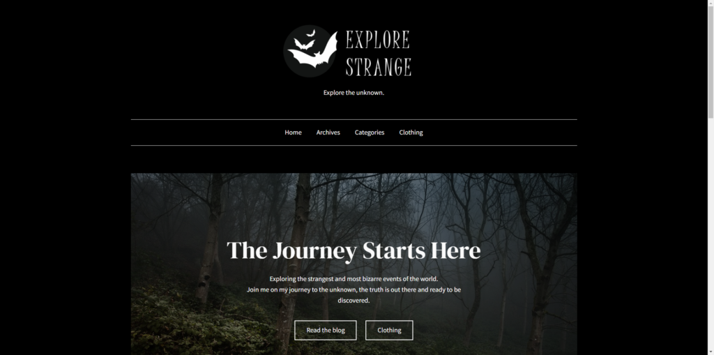 Explorestrange.com etusivu